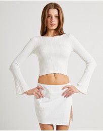 Subtitled - Hally Boat Neck Long Sleeve Knit Top