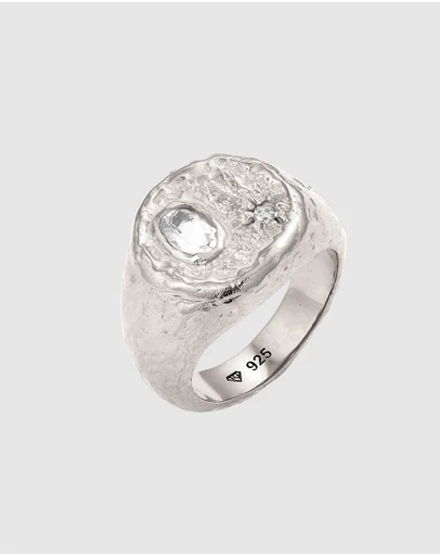 Haze & Glory - ICONIC EXCLUSIVE - Ring Signet Dazzling Topaz - Silver