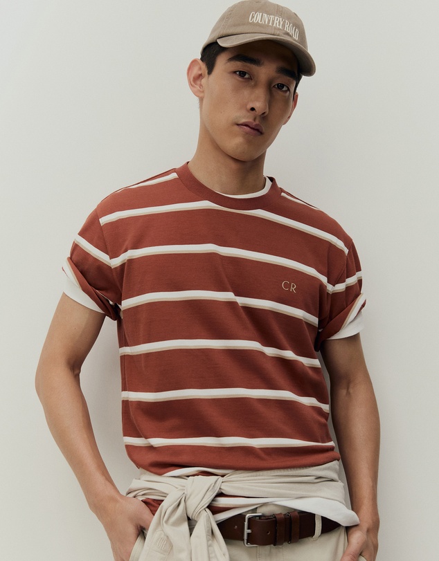Country Road - Australian Cotton Cr Logo Stripe T-shirt