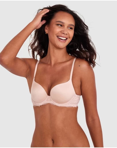 Bras N Things - Body Bliss Lace Contour Plunge Bra - Blush Pink
