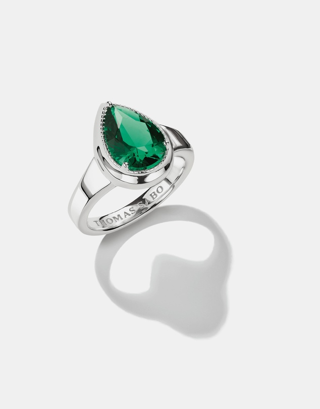 THOMAS SABO - THOMAS SABO Ring with Green Teardrop Stone Silver