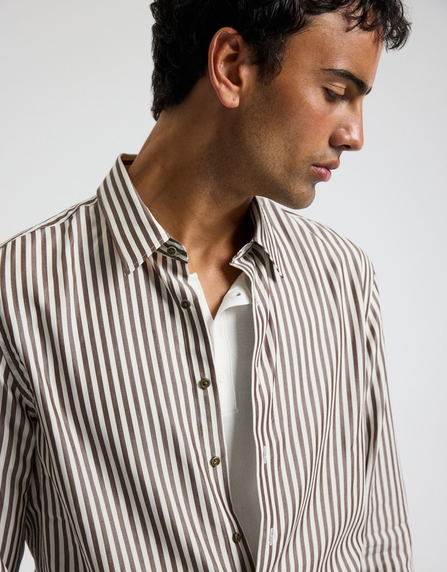 Calibre - Fluid Stripe Shirt Chocolate