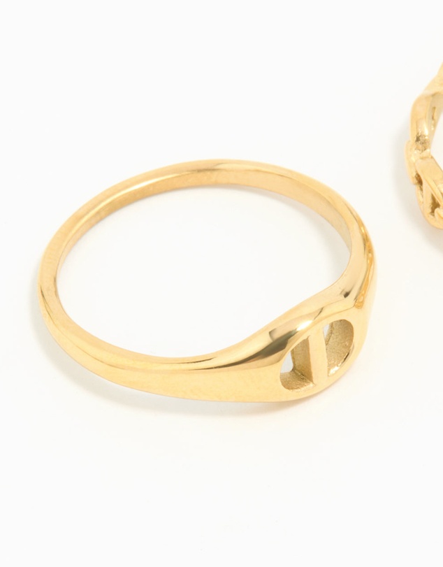 Lovisa - Waterproof Gold Plated Stainless Steel Link Stacking Rings 2-Pack