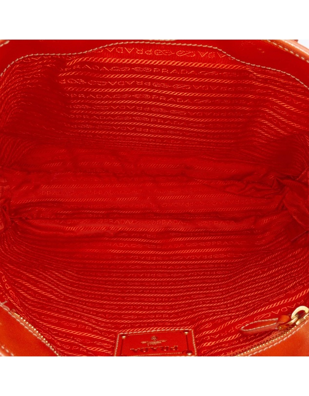 Pre-Loved by Azura Reborn - Pre-Loved Saffiano Trimmed Tessuto Logo Oro Satchel