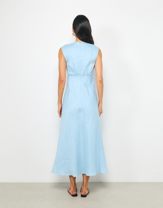 AERE - Orli Bead Detail Linen Midi Dress
