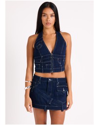 Neon Hart - Jigsaw Denim Halter Top