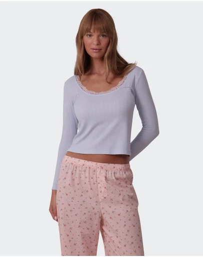Bras N Things - Mix And Match Long Sleeve Top-Light Blue