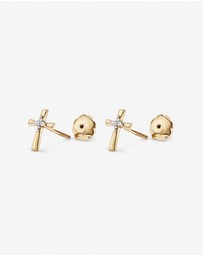Michael Hill - Children's Cubic Zirconia Cross Stud Earrings in 10kt Yellow Gold