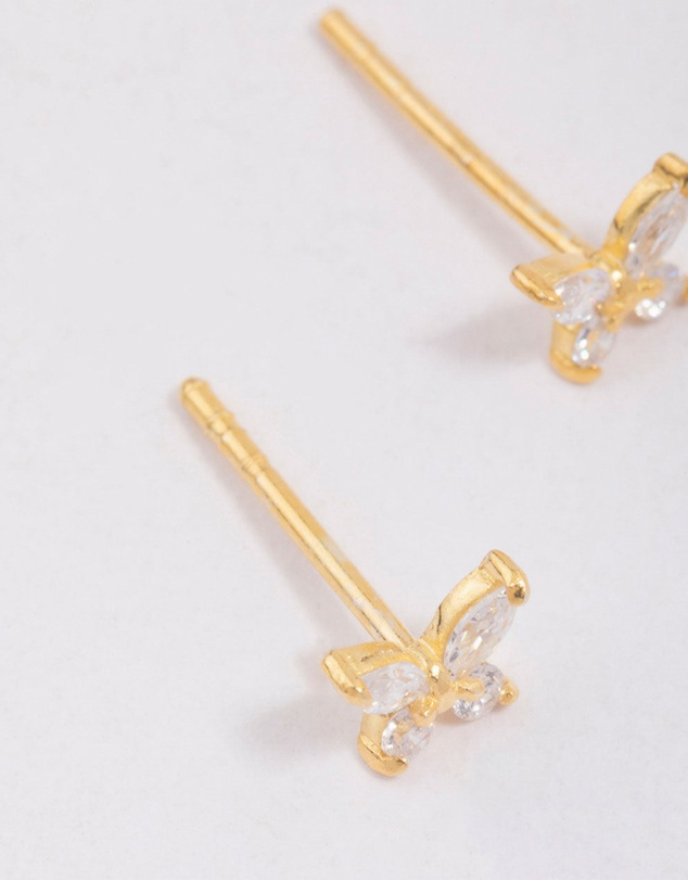 Lovisa - Gold Plated Sterling Silver Cubic Zirconia Butterfly Stud Earrings