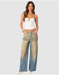 EDIKTED - Muddy Washed Low Rise Jeans