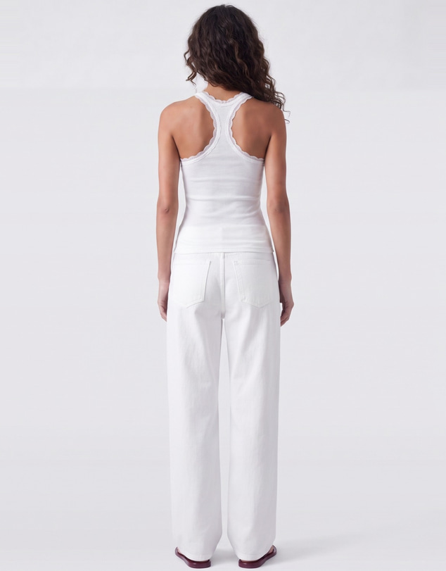 Style Addict - Lace Trim Tank - White