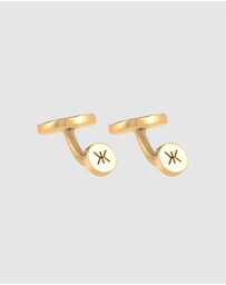 Kuzzoi - ICONIC EXCLUSIVE - Cufflinks Platelet Round Hammered Texture in 925 Sterling Silver Gold Plated