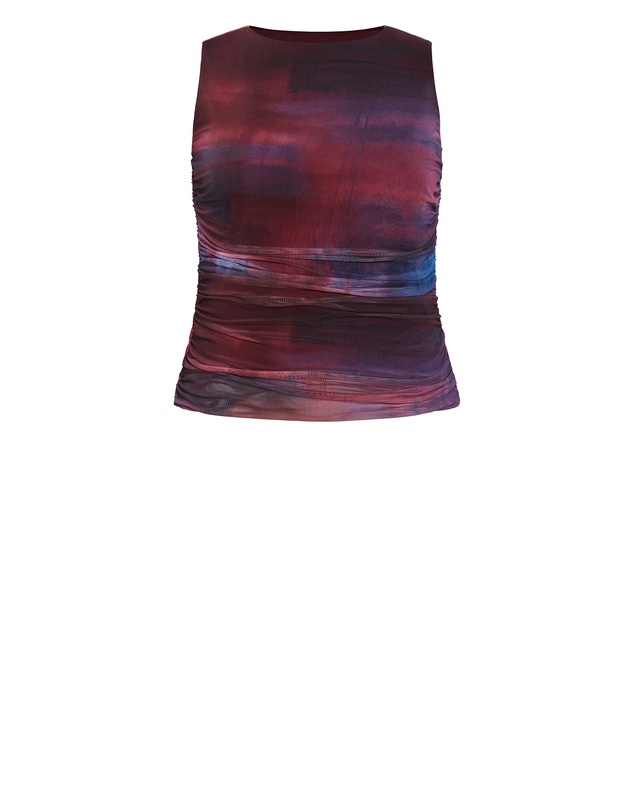 City Chic - Plus size Olivia Ruched Top - berry