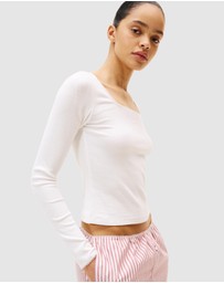 Tommy Hilfiger - Longsleeve Tee Pointelle Poplin PJ Set - Iconic Exclusive