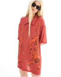 THE TALES - Crouching Tiger Silk Shirt Dress