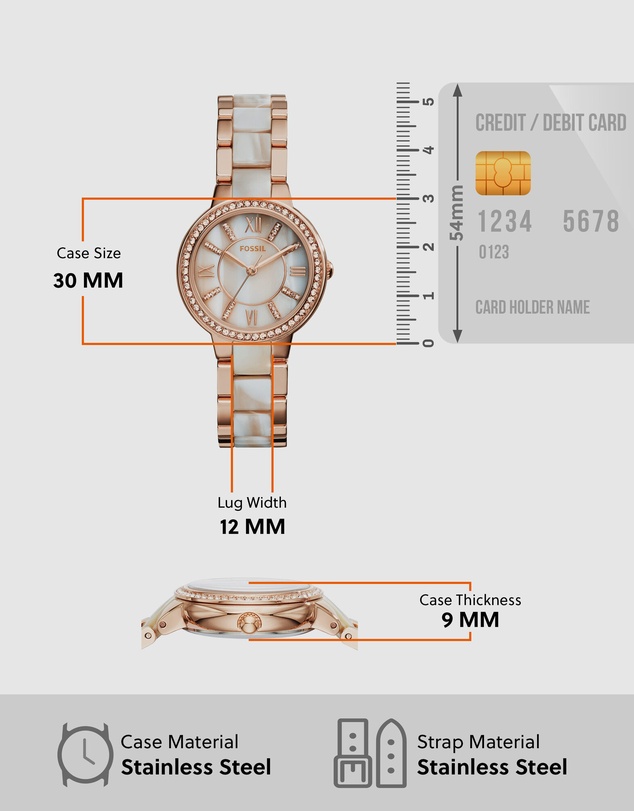 Fossil - Virginia Rose Gold Tone Analogue Watch