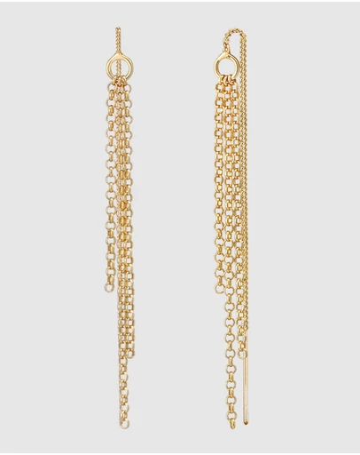 Elli Jewelry - Earrings Dangles Chain Pull Through Trend in 925 Sterling Silver Gold Plated