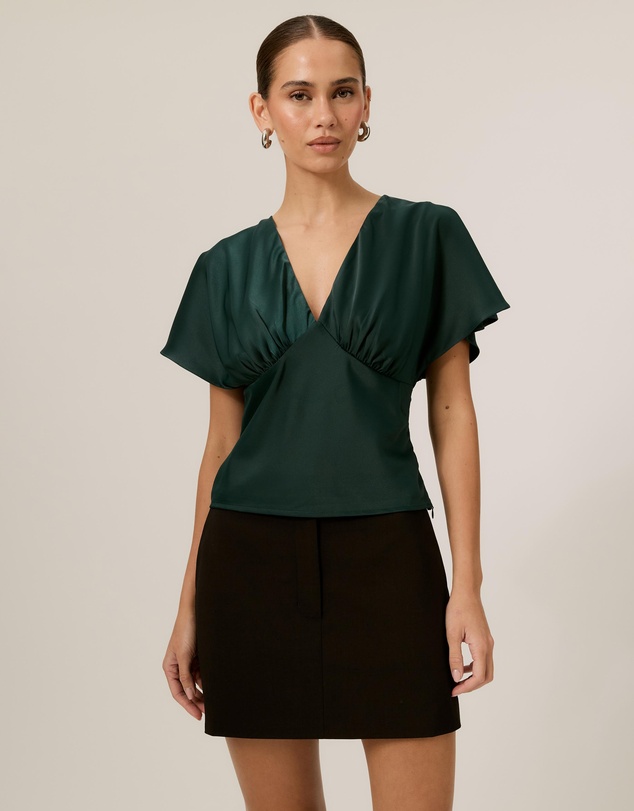 Tussah - Genevieve Flutter Sleeve Satin Top