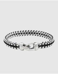 Nialaya Jewellery - Black Woven 8mm Box Chain Bracelet in Silver