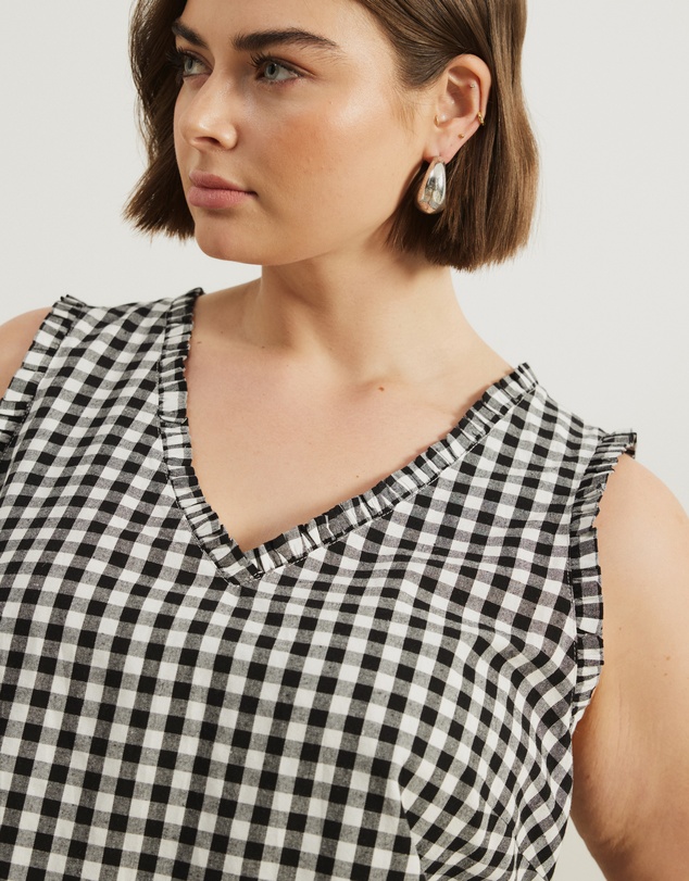 Atmos&Here Curvy - Lydia Gingham Tie Back Top