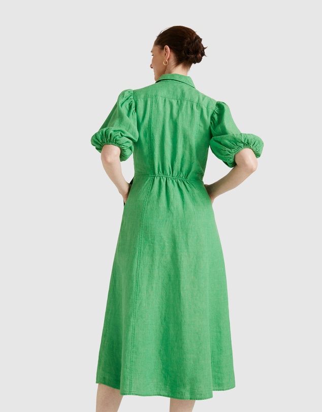 Trenery - Linen Delave Gathered Sleeve Shirt Dress