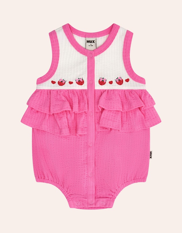 Huxbaby - Berry Sweet Seersucker Romper - Babies
