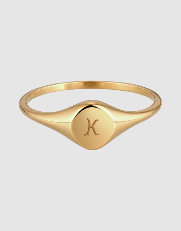 Elli Jewelry - Ring Signet 925 Sterling Silver Gold-Plated