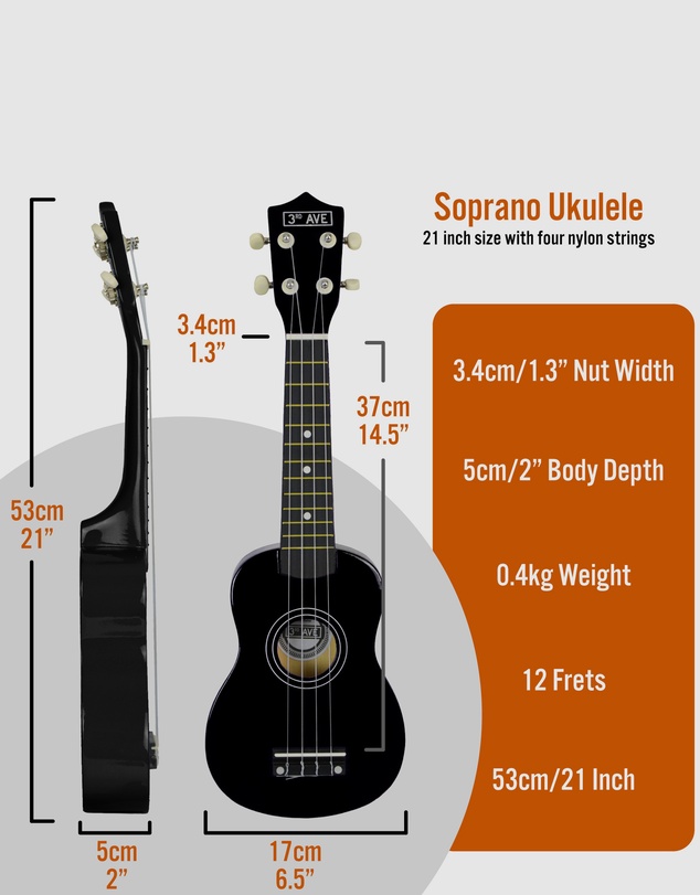 iWorld - 3rd Avenue Soprano Ukulele - Black