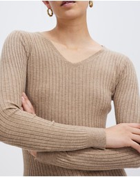 KAJA Clothing - V Chipo Jumper-Brown