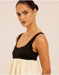 AERE - Delilah Gathered Linen Mini Dress