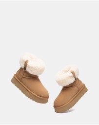 EVERAU - Australian Shepherd Ugg Mini Eleny Platform Cow Suede Upper UGG Boots
