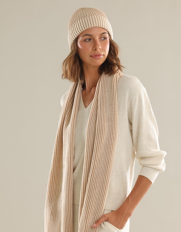 Morgan & Taylor - Sarina Ribbed Knit Beanie in Beige