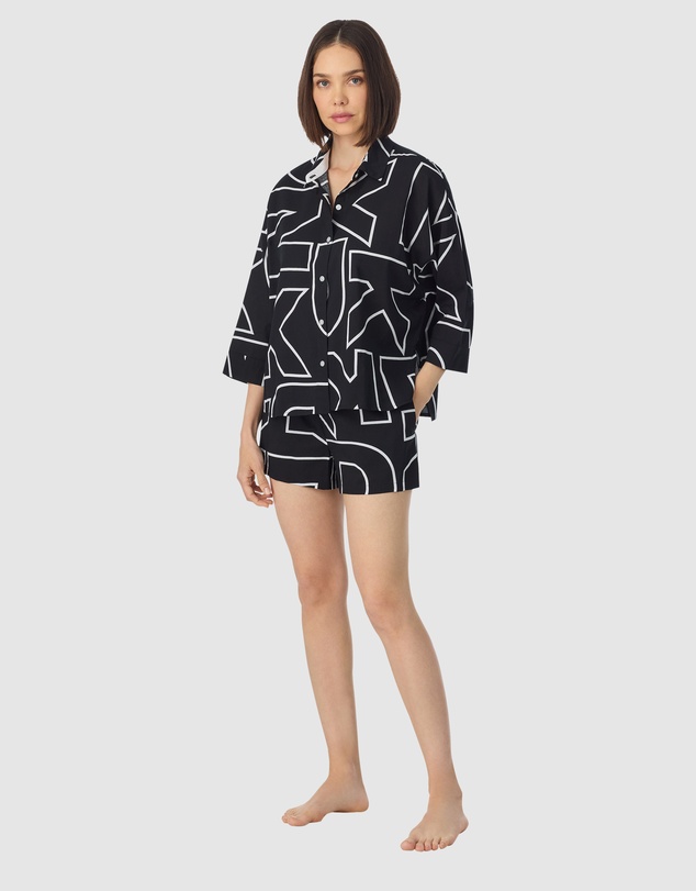 DKNY - Woven Cotton & Viscose Button Up Short Pyjama Set