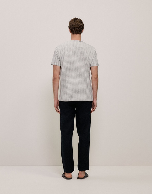 Trenery - Jacquard Cotton Textured T-shirt in Stone