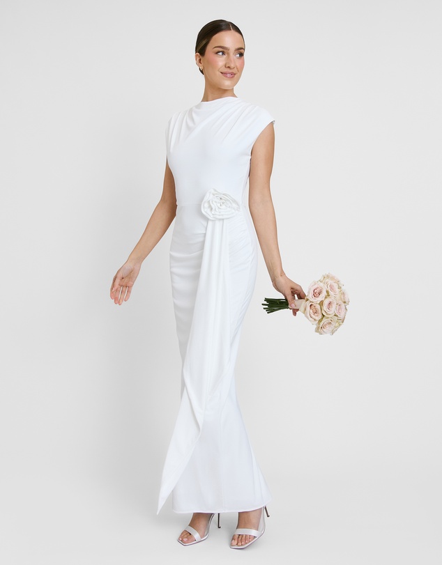 Six Stories - Cap Sleeve Corsage Stretch Dress