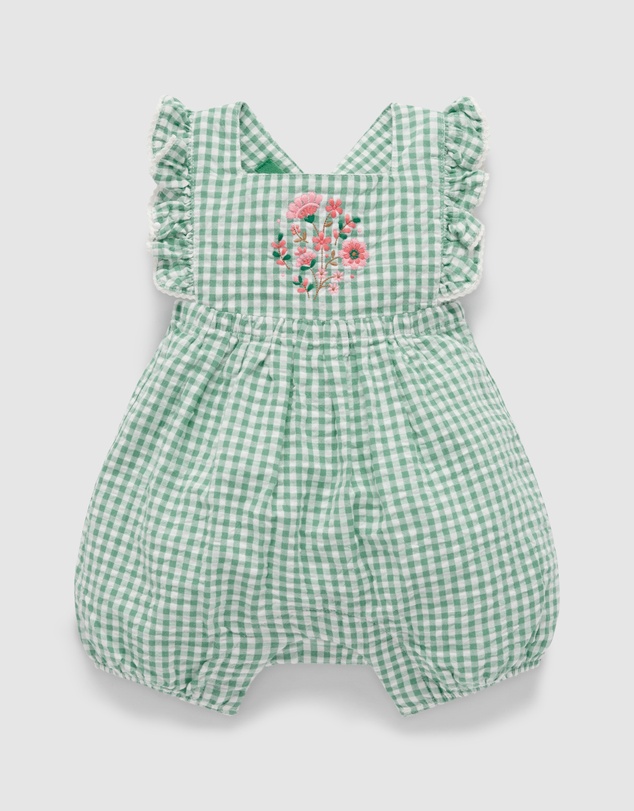 Purebaby - Gingham Romper -Kids-Babies
