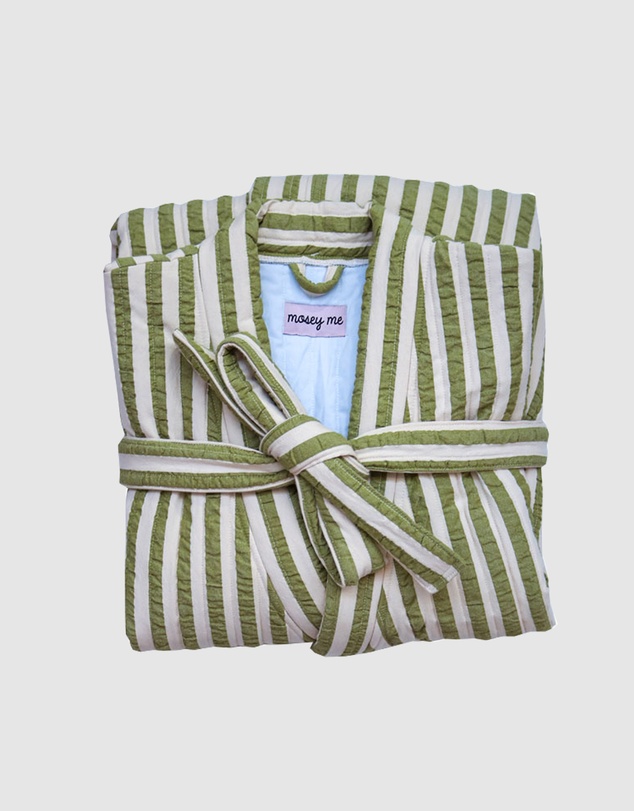 Mosey Me - Seersucker Stripe Quilted Robe