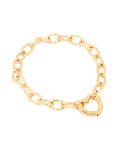 Lovisa - Waterproof Gold Plated Stainless Steel Chain Heart Clasp Bracelet
