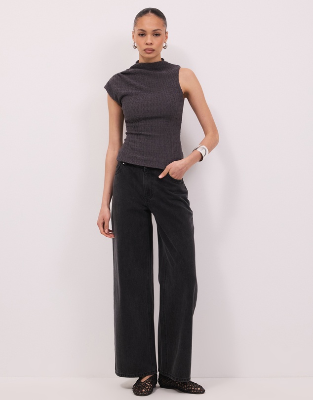 Calli - Grace High Neck Asymmetrical Top