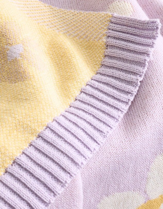 Living Textiles - Pram Knitted Blanket - Lilac Daisy Dreams