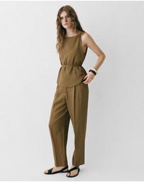 M.N.G - Moskito Linen-Blend Pleated Trousers