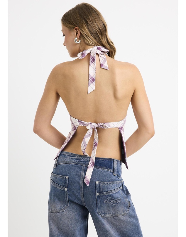 Insight - Clover Check Backless Top
