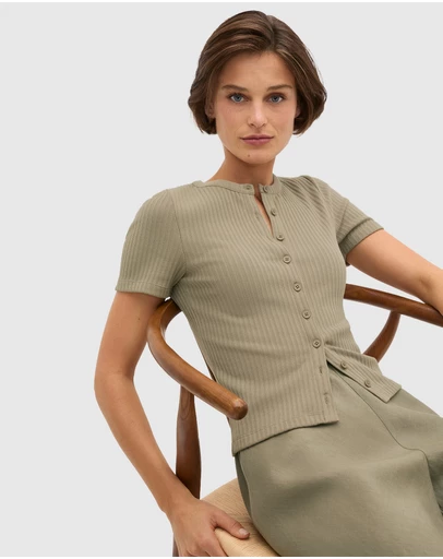 Seed Heritage - Button Through Rib Top
