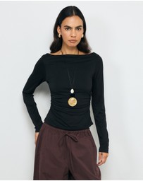 AERE - Cupro Boat Neck Top
