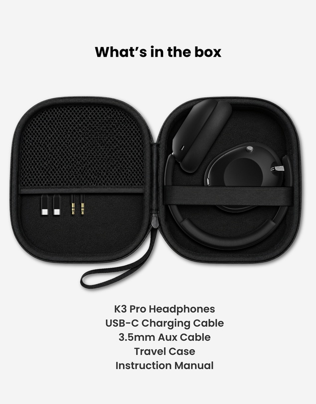 Sudio - K3 Pro - Wireless Active Noise Cancelling Over-Ear Headphones with Powerful Bass & All-Day Comfort