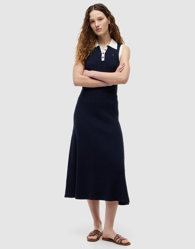 Tommy Hilfiger - Fine Cable Knit Midi A-Line Skirt