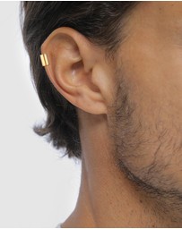 Kuzzoi - ICONIC EXCLUSIVE - Earrings Male Earcuff Wide Single 925 Sterling Silver Gold Plated