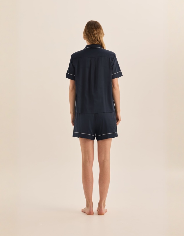 Gingerlilly - Sonia Navy Satin Short PJ Set