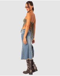 EDIKTED - Arabella Distressed Denim Mini Skirt