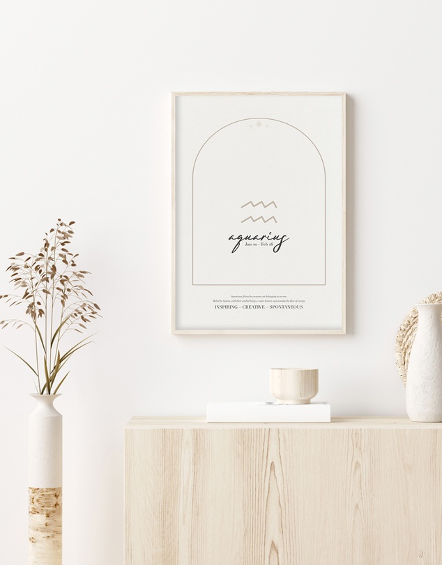 Olive et Oriel - Aquarius Zodiac Art Print A3